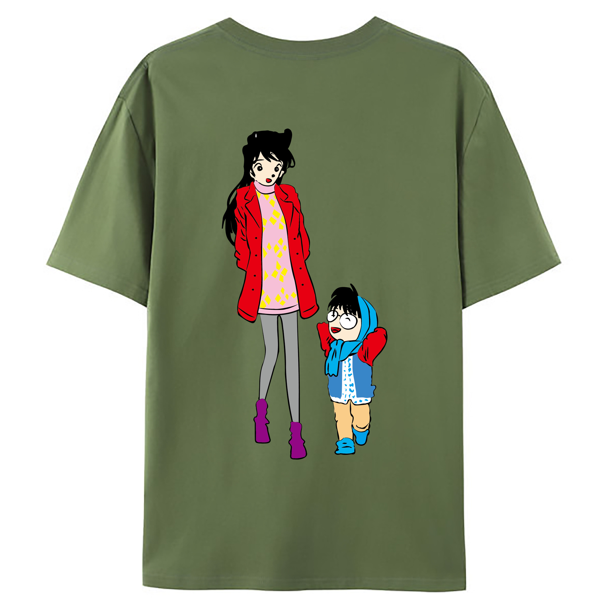 （画像用） 名探偵コナン 江戸川 コナン Detective Conan Conan Edogawa 綿100％ メンズ半袖Tシャツ（バックプリント） 通気性